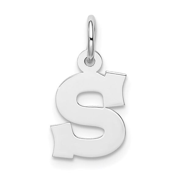 Sterling Silver, Amanda Collection Small Block Style Initial S Pendant - Picture 1 of 5